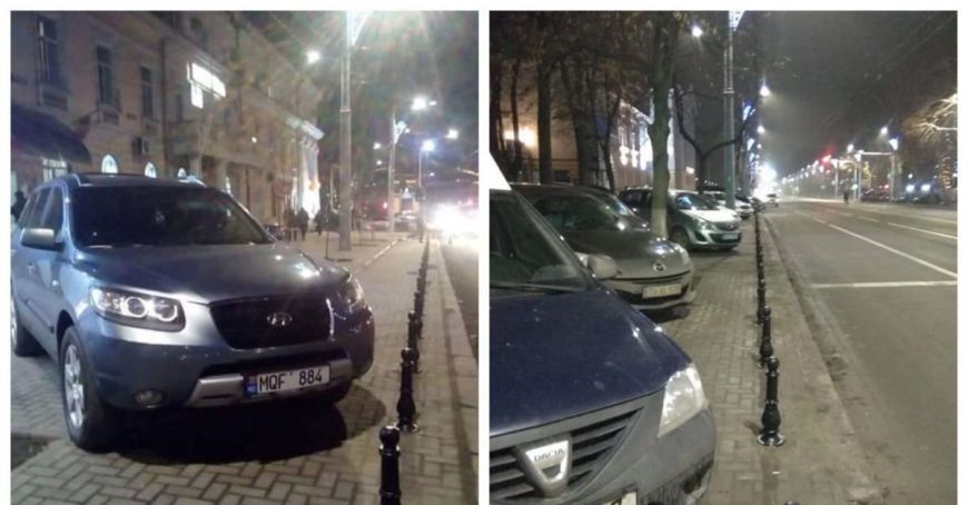 Şoferii din Chişinău ignoră pilonii anti-parcare